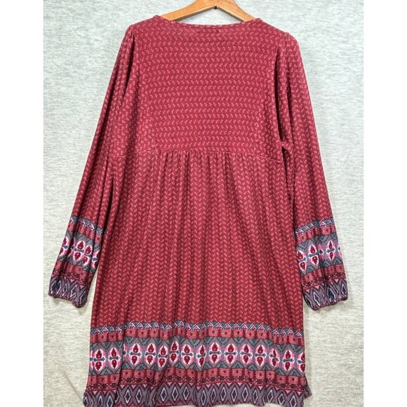 White Mark Boho Burgundy Embroidered Print Dress Womens XL - Picture 7 of 7